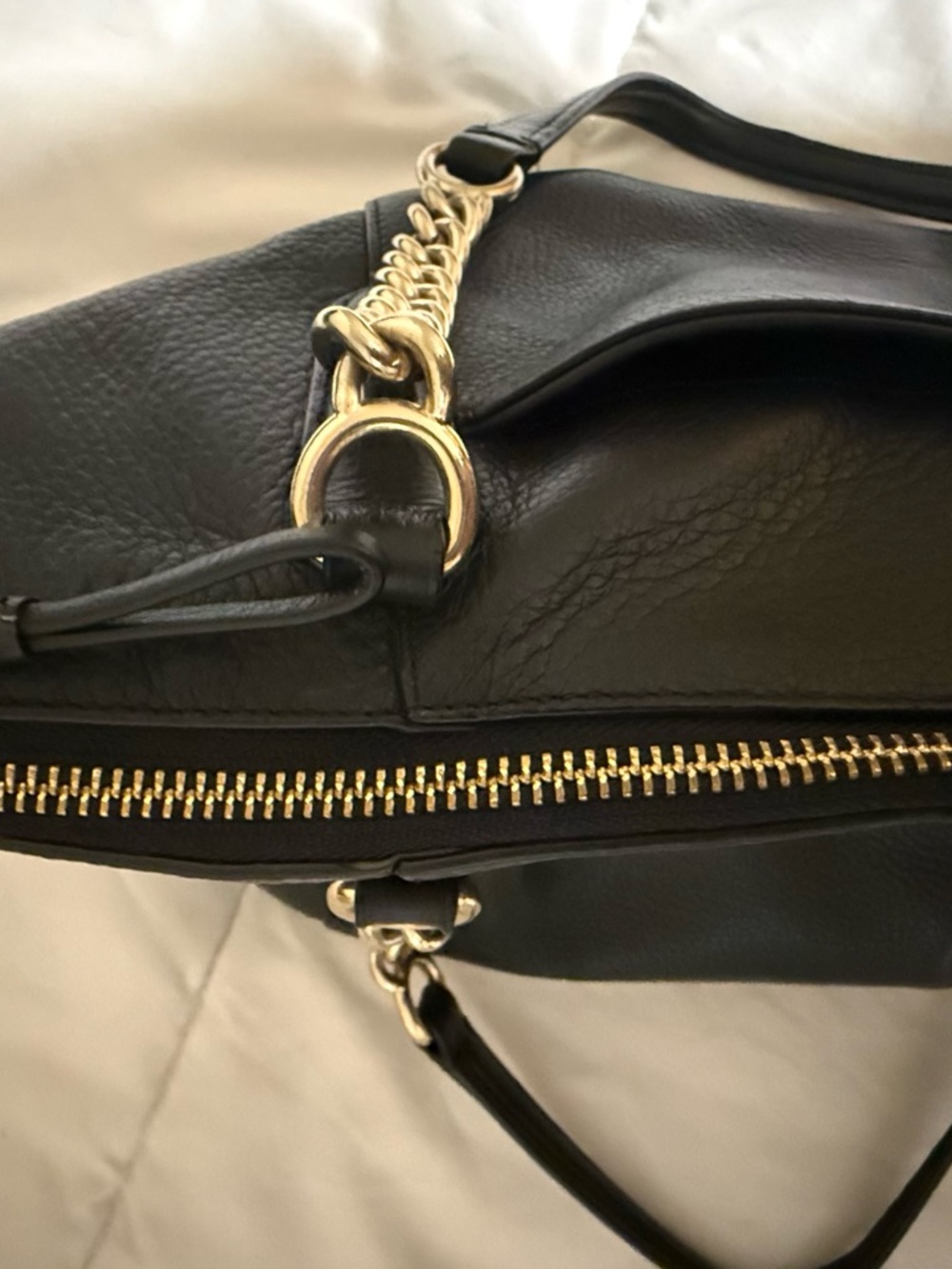 Coach Ava Black Pebble Leather Chain-Handle Tote - Picture 11 of 16